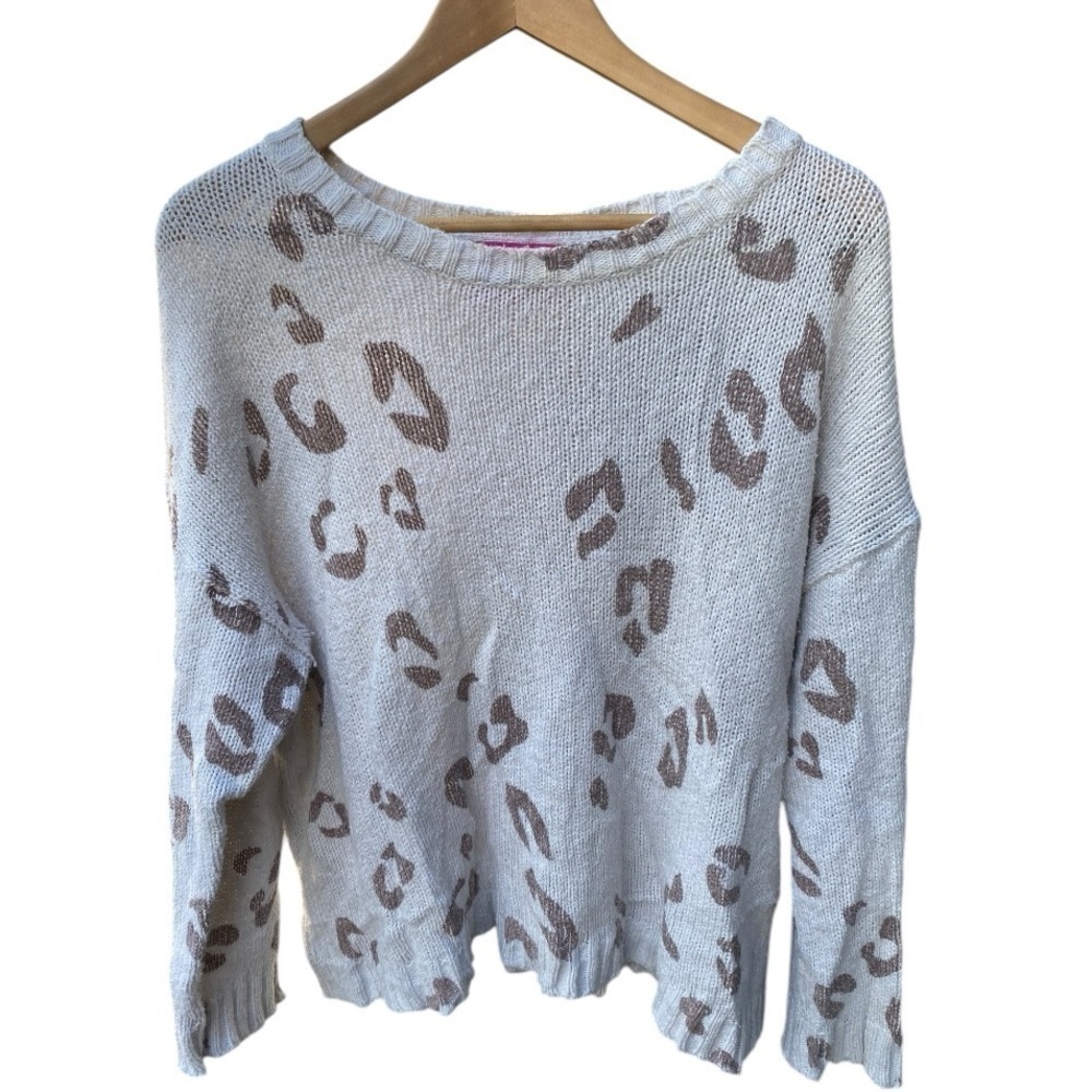 TIME AFTER TIME White/Brown Leopard Pullover Sweater I Size: M